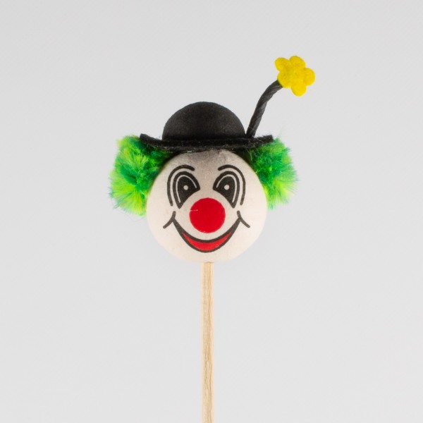 Clown 35mm mit Hut und Blume am Holzstab