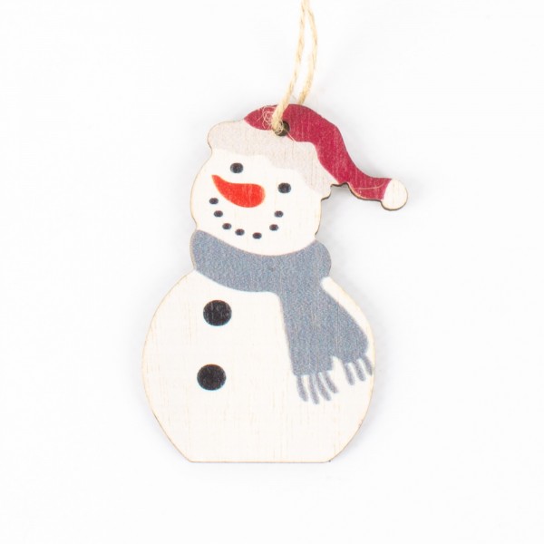 Wooden Snowman to hang 70mm