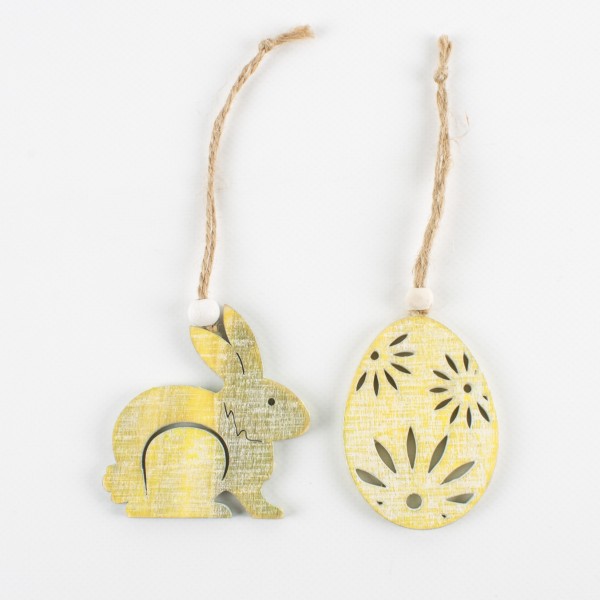 Holzhänger Hase/Ei 75mm, sortiert