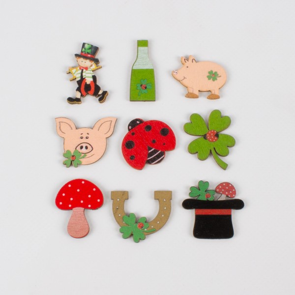 Wooden New Year's Eve scatter pieces 30-35mm, assorted