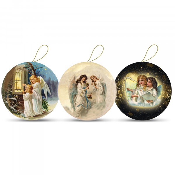 Cardboard ball HIMMELSFREUDEN 80mm to hang, triple sorted