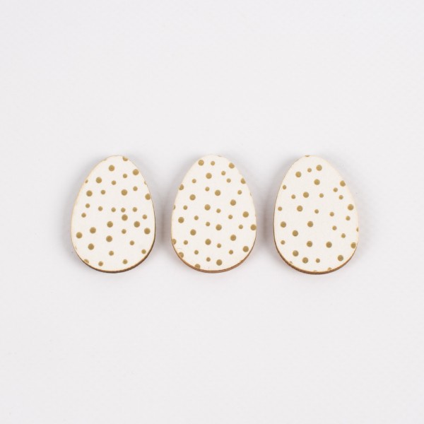 Holz Ei mit Goldpunkten 35mm