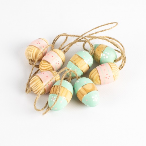 Wooden egg 40mm to hang, assorted