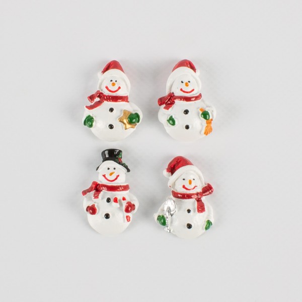 Poly Schneemann 34mm mit Klebepunkt, 4-fach sortiert