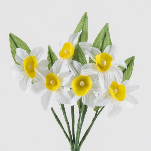Narcissus 28mm with leaf, 6 pieces/bunch