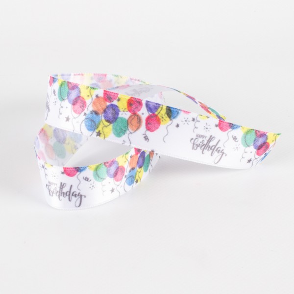BIRTHDAY BALLOONS 25, satin ribbon