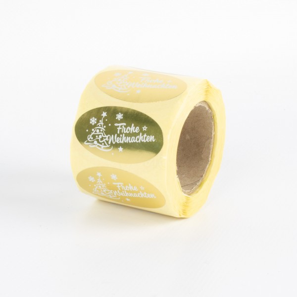FROHE WEIHNACHTEN 4525 oval, Etiketten DR go/we