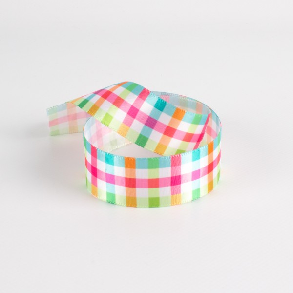 COLORFUL CHECKS 25, satin ribbon