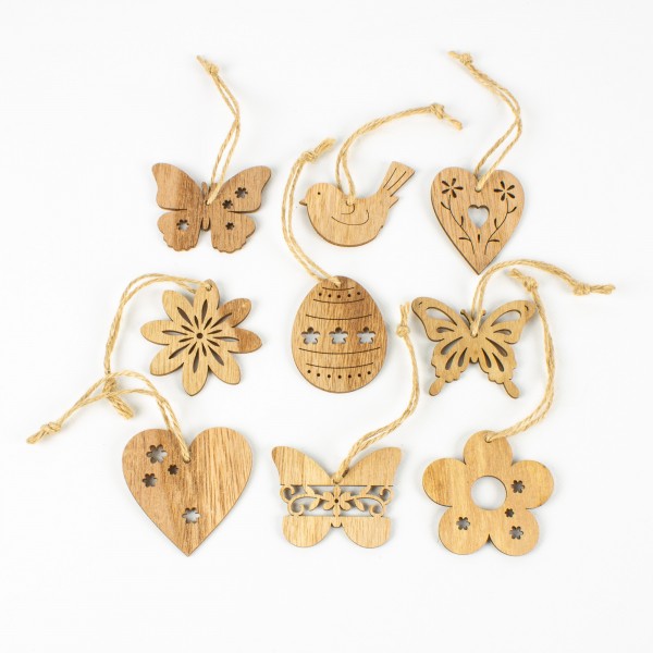 Wooden Easter motifs 60mm to hang, assorted