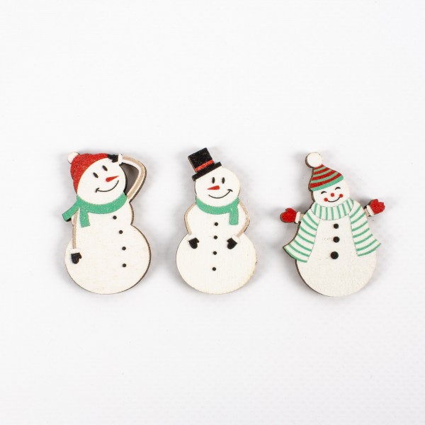 Wood snowman 40mm, assorted