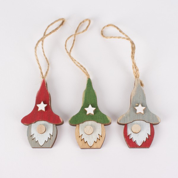 Holz Wichtel 70mm zum Hängen, sortiert