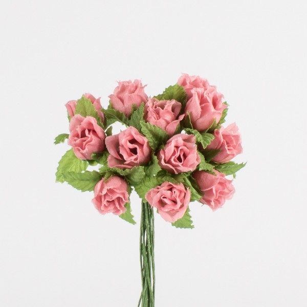 Farm-Rose 15mm on wire, 12 pieces/bunch