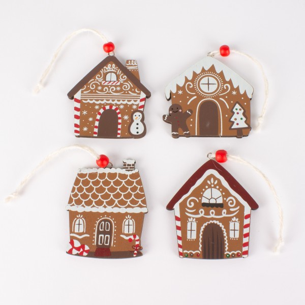 Holz Lebkuchen Haus 75-80mm zum Hängen, sortiert