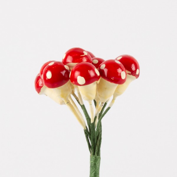 Fly agaric 8mm on wire, 12 pieces/bunch