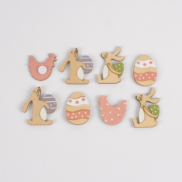 Holz Streuteile Ostern 35-47mm, 4-fach sortiert