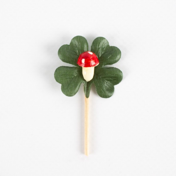 Clover with fly agaric 32mm on wooden stick